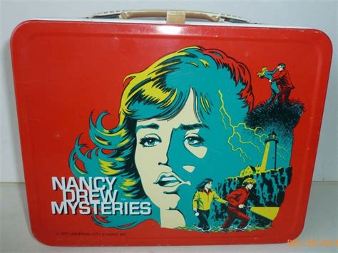 nancy drew metal lunch box|1977 Nancy Drew Mysteries Metal Lunchbox W/ Thermos .